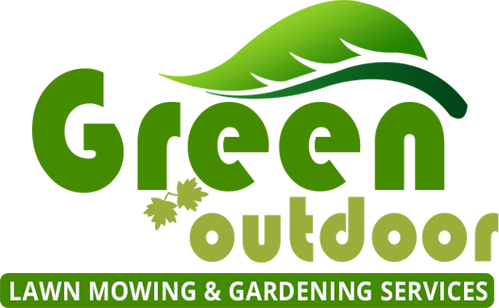 Green Outdoor Lawn Mowing and Gardening Services Logo